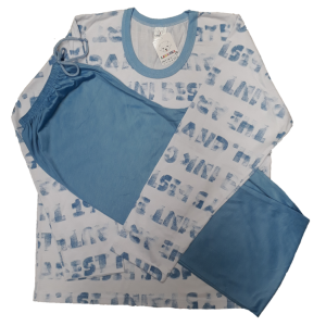 0367 Pijama Letras com Calça Azul 14